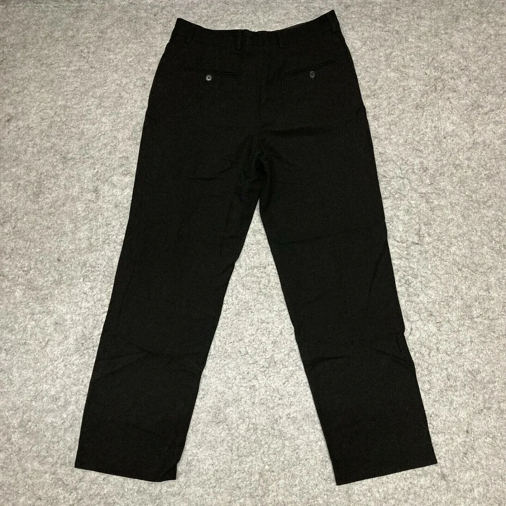 ZARA Dress Pants Mens 34 Black Wool Blend Flat Front Lined Slacks Trousers Corp